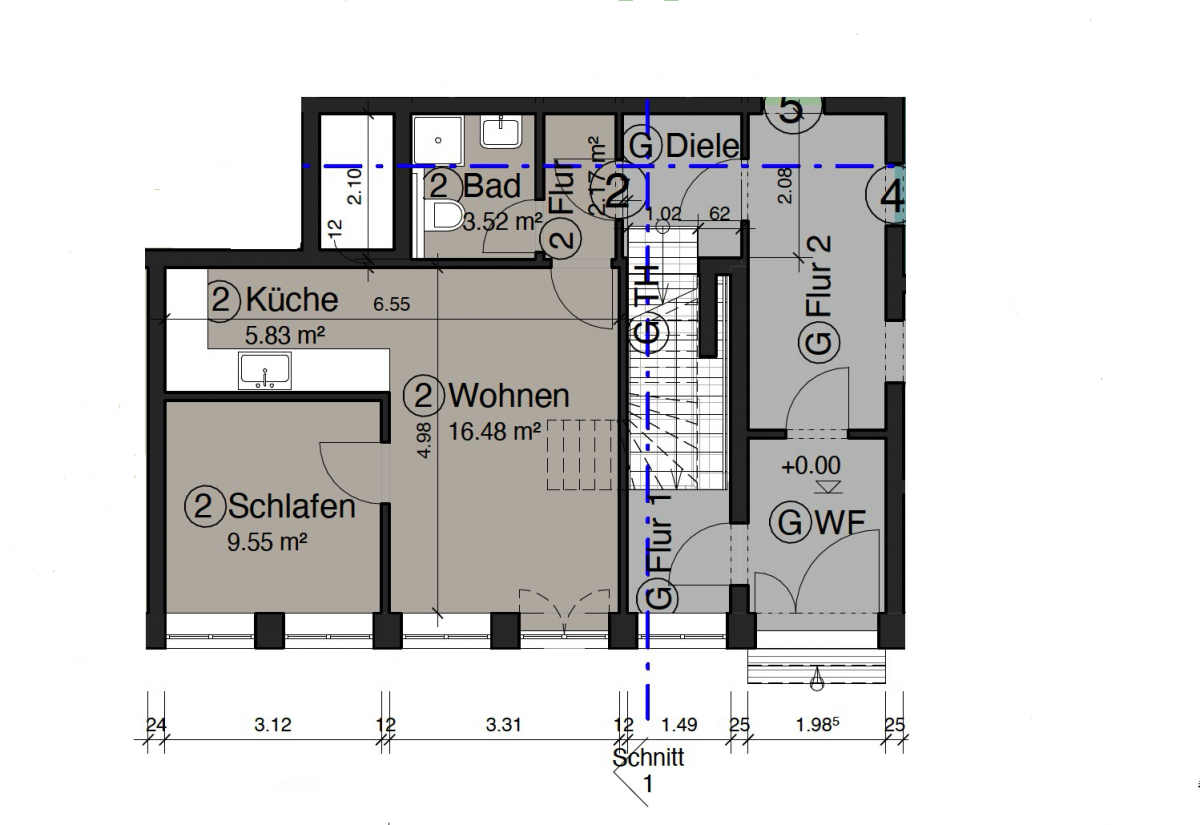 Grundriss EG. Whg. Nr. 2